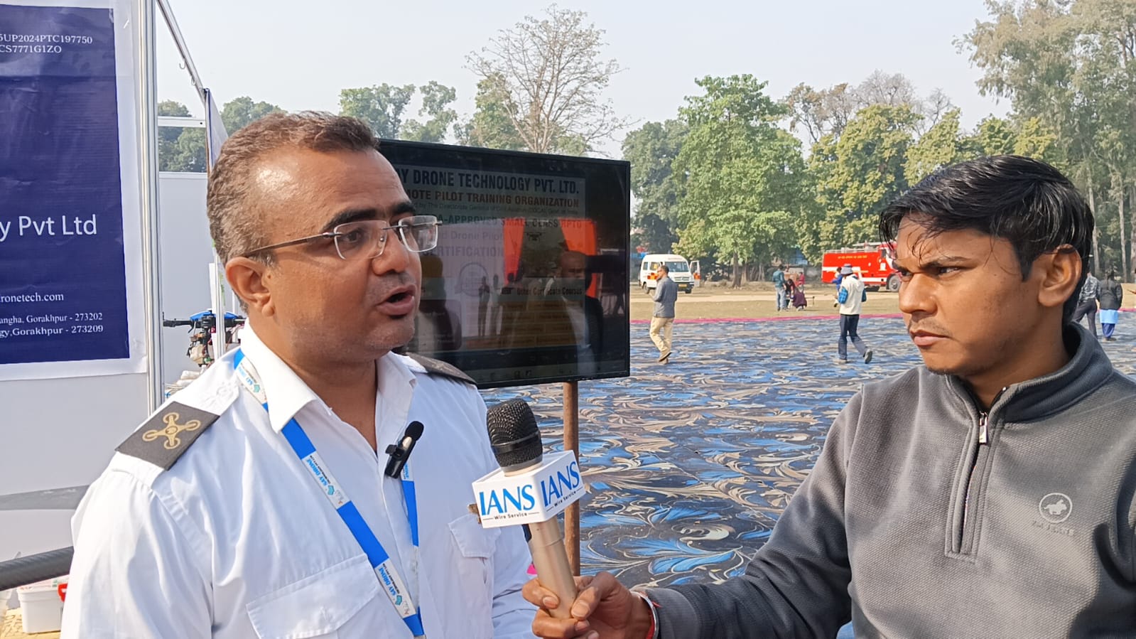 Our CEO Ajay Sir sharing insights on the future of Drone Industry  with the media at Pilibhit Drone Mahotsav